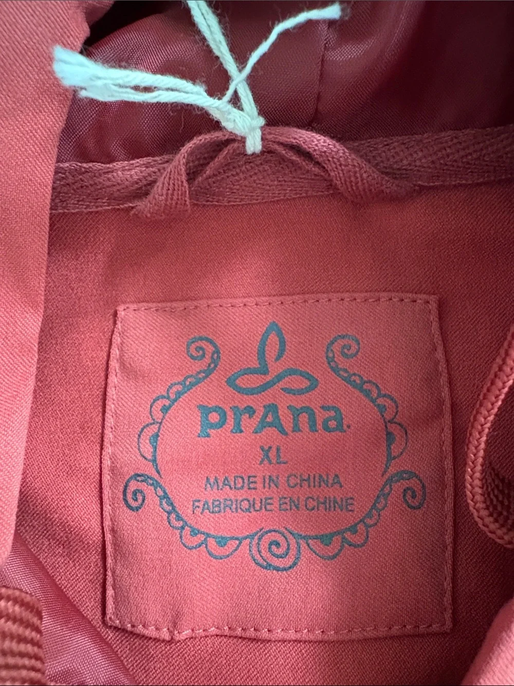 NWT Prana Terri Jacket in Tomato Hood Hidden Zip Front Water Repellant Size XL